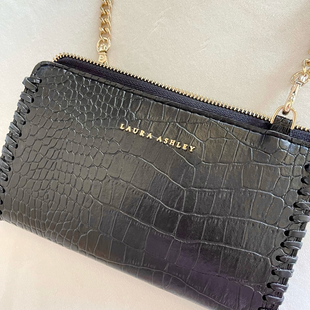 Lauren Ashley Black Crossbody Wallet